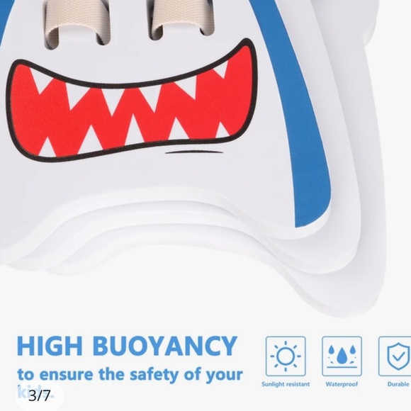 Shark Kids Back Float w/ Adjustable Snap Belt for Safe Swimming Well Made - Picture 9 of 12